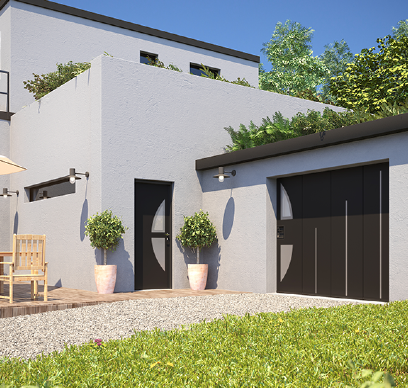 porte de garage battante grise