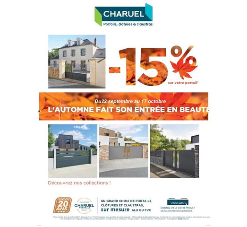 offre -15% sur le portails Charuel